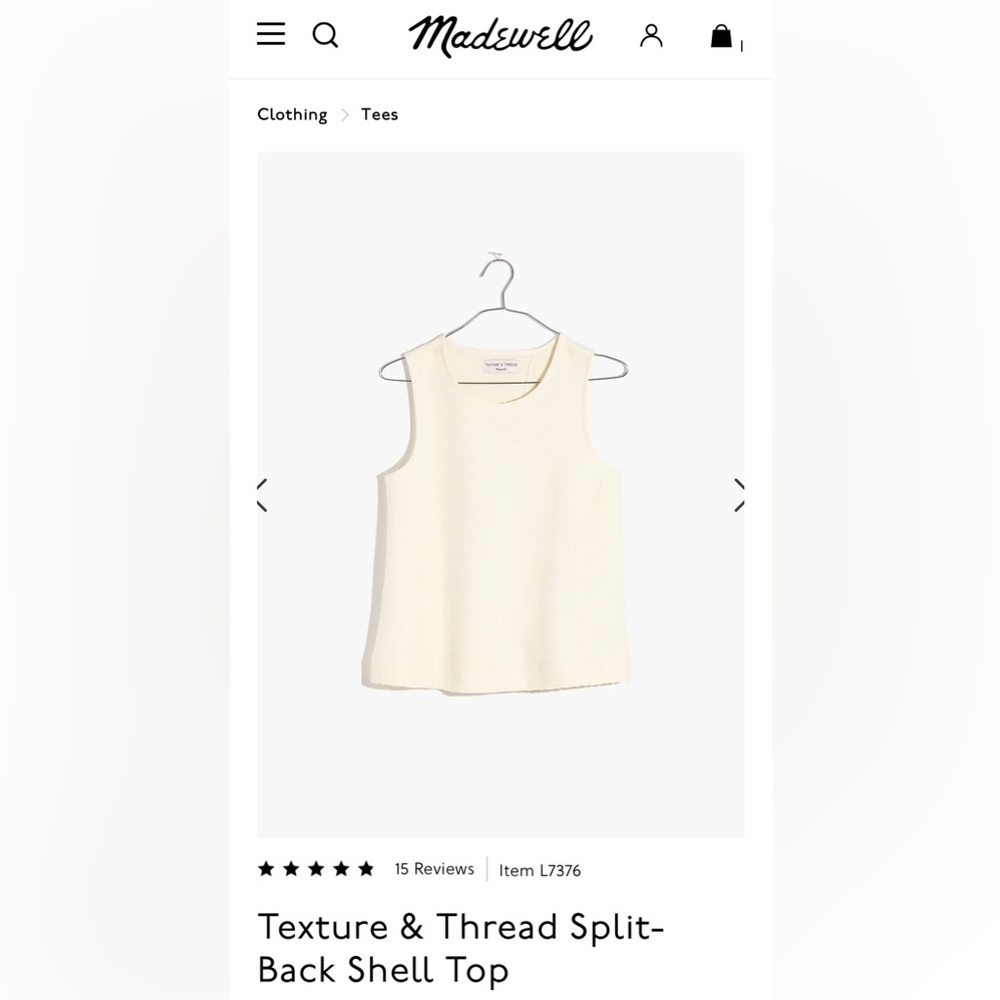 Madewell Texture & Thread Split-Back Shell Top. Size XS. - Picture 4 of 11